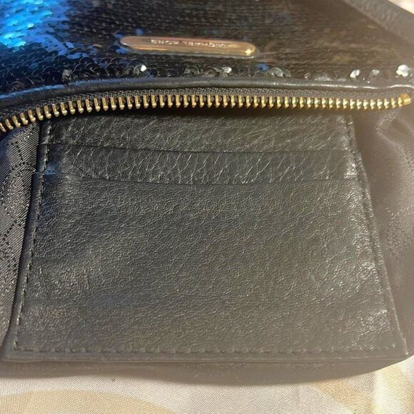 Michael Kors Jet Set Travel Black Sequin Leather Pocket Wristlet Wallet - Picture 5 of 9